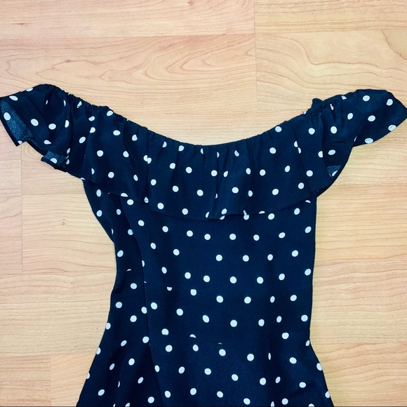 Zara Off The Shoulder Polka Dot Skater Dress - Picture 3 of 6